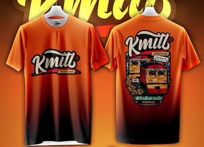 เสื้อ KMITL สีส้มดำ ลายจริงทั้งด้านหน้าและด้านหลัง